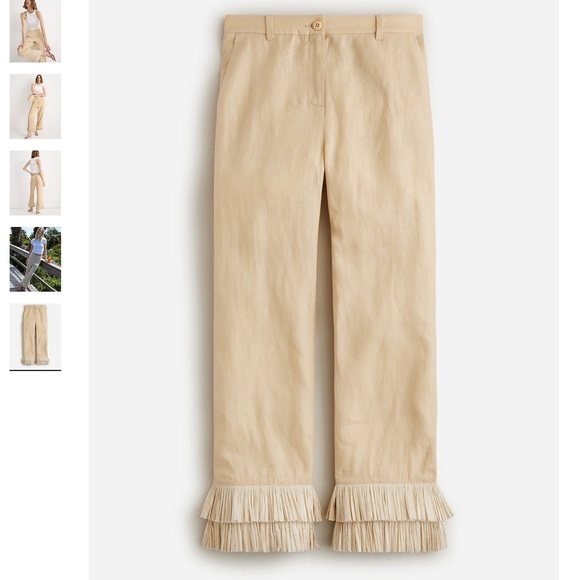 JCREW INGRID FRINGE TRIM PANT IN LINEN SZ 00 NWT - Picture 6 of 7